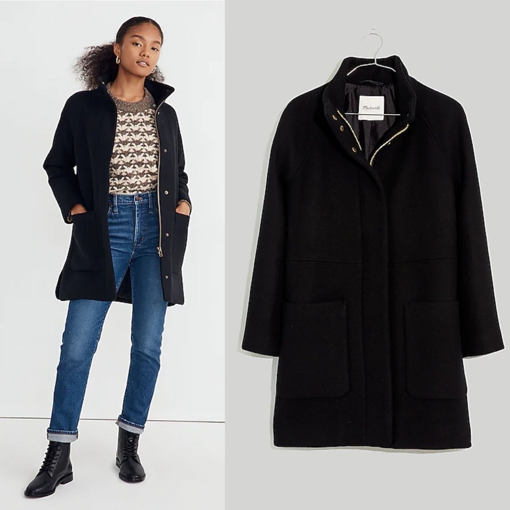 NWT Madewell Estate Cocoon Coat in Insuluxe Fabric in Black